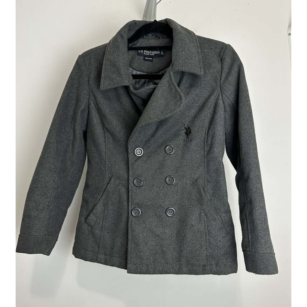 US Polo Assn Gray Wool Blend Pea Coat‎ Womens Medium
